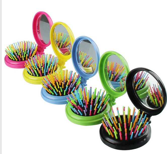 Creative portable folding mirror comb massage Comb
