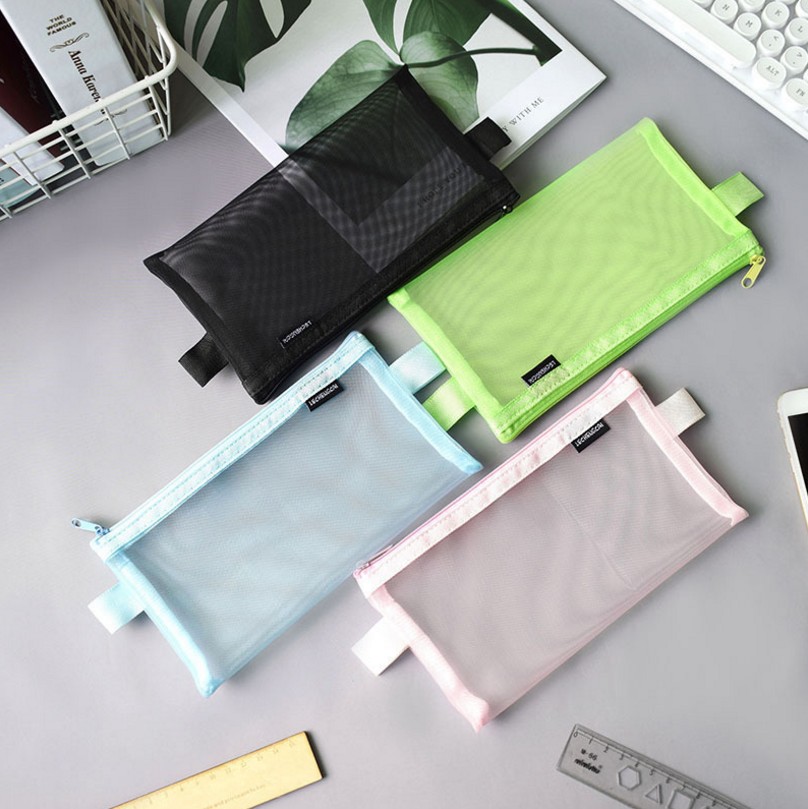 Nylon ticket transparent information bag Student large volume exam stationery transparent mesh pen bag thumbnail