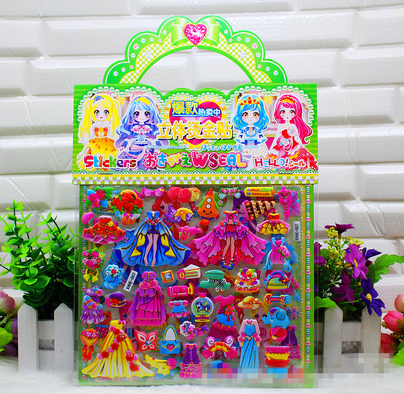 New portable girl dress-up bubble stickers, princess fairy stickers, dress-up cartoon stickers, and children's early education stickers Specification image