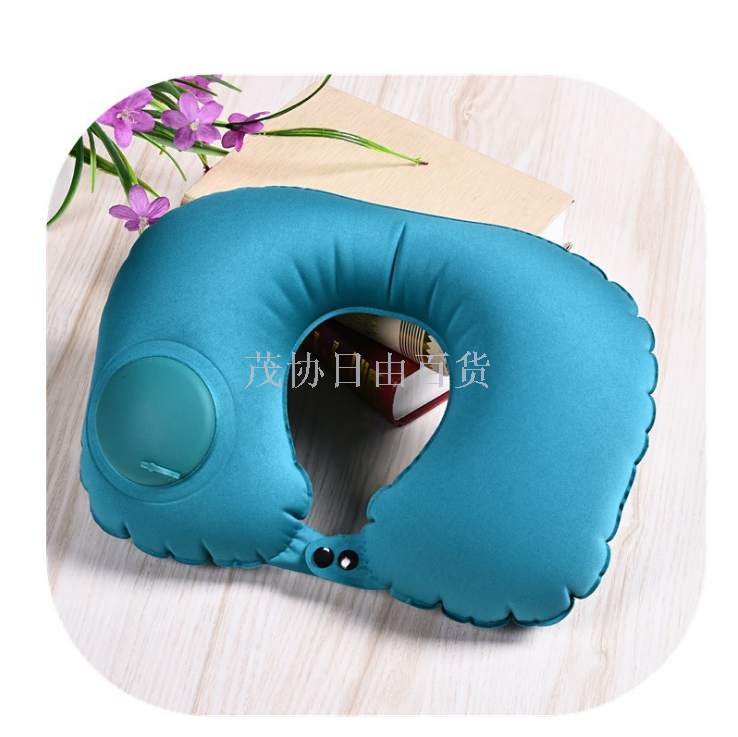 The TPU compression inflatable pillow can be customized with a printed LOGO, a rest U-shaped pillow, and a multi-functional inflatable neck pillow details Picture