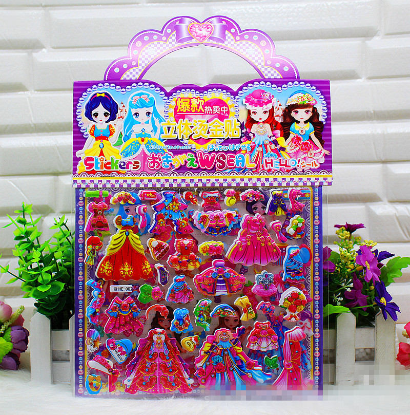 New portable girl dress-up bubble stickers, princess fairy stickers, dress-up cartoon stickers, and children's early education stickers