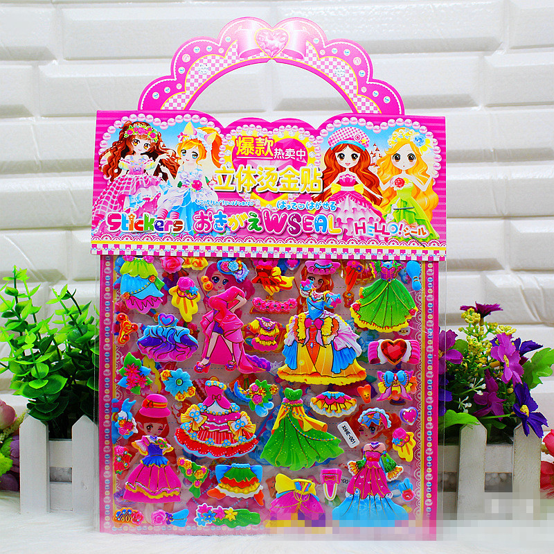 New portable girl dress-up bubble stickers, princess fairy stickers, dress-up cartoon stickers, and children's early education stickers details Picture