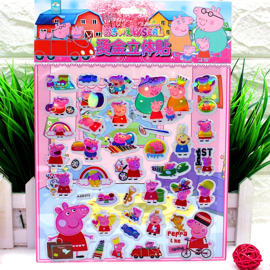 Laser three-dimensional paste 3D sponge cartoon stickers girl cartoon lace gauze dress change paste wholesale full figure