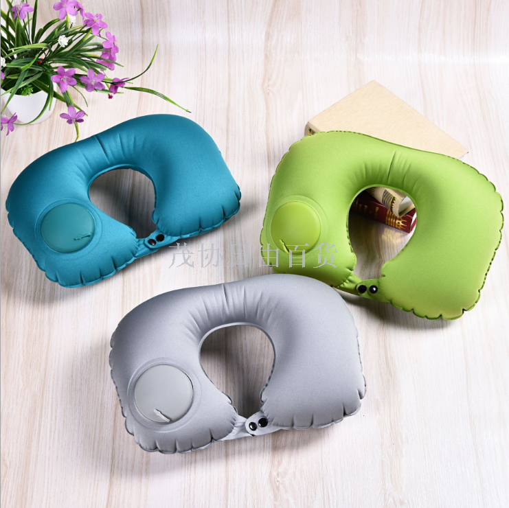 The TPU compression inflatable pillow can be customized with a printed LOGO, a rest U-shaped pillow, and a multi-functional inflatable neck pillow