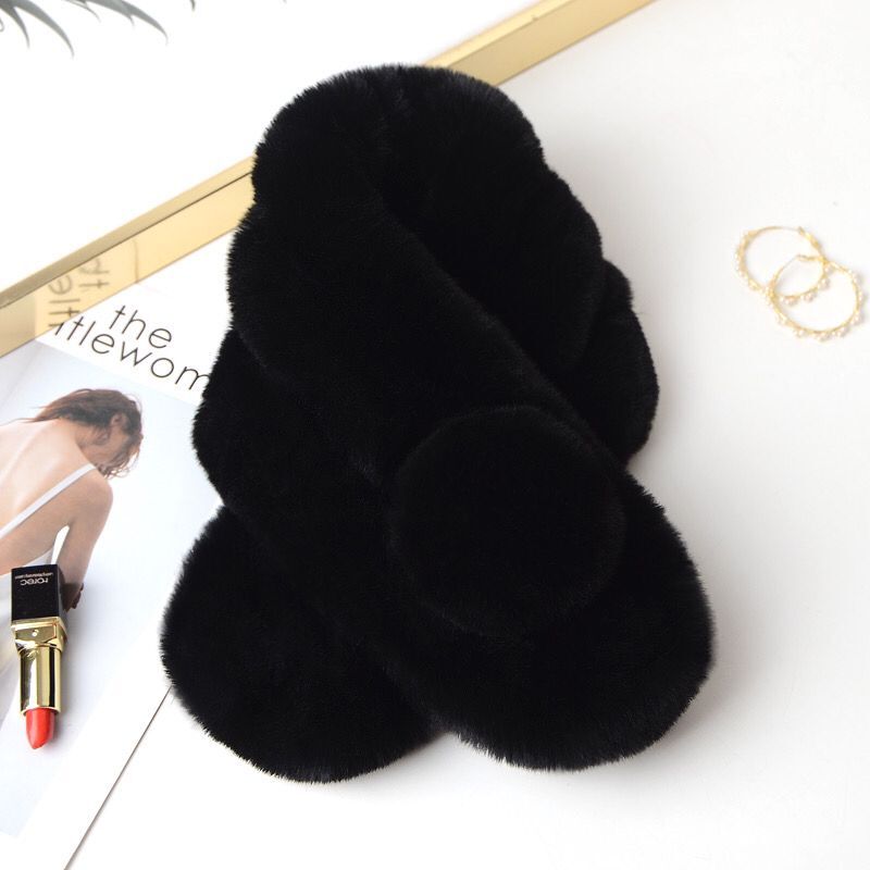 Wooly Scarf Women's Winter Thick Bib Imitation Fur Rabbit Hair Three-Tube Neck Warm Scarf Cover Item Picture