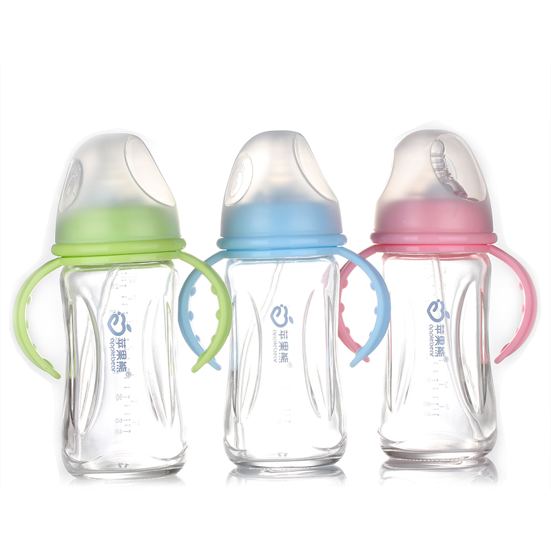 Apple Bear Baby Bottle Manufacturers Newborn Wide-Mouth Baby Bottle Glass Baby Bottle Wholesale 280Ml