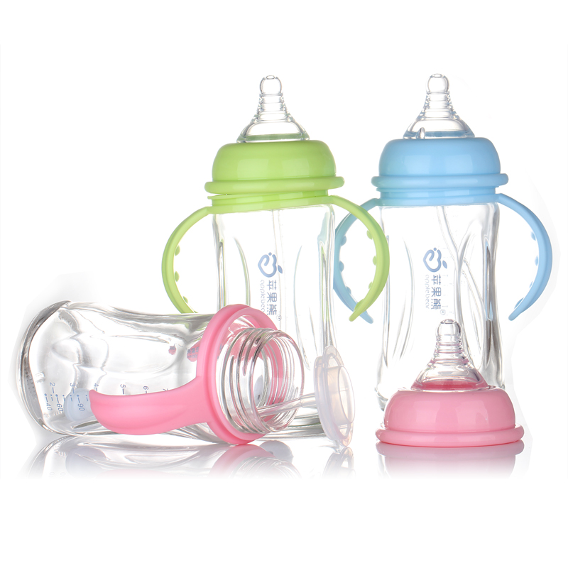 Apple Bear Baby Bottle Manufacturers Newborn Wide-Mouth Baby Bottle Glass Baby Bottle Wholesale 280Ml Item Picture
