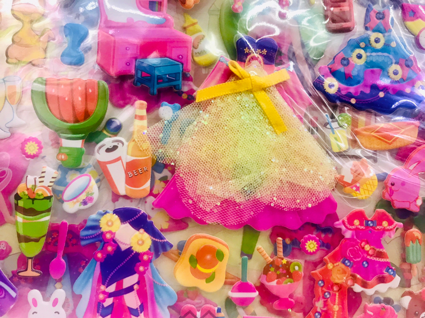 儿童贴纸公主女孩换装系列 双层泡泡立体手提27×29装卡通贴纸白底实物图
