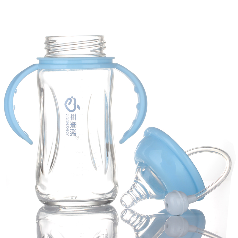 Apple Bear Baby Bottle Manufacturers Newborn Wide-Mouth Baby Bottle Glass Baby Bottle Wholesale 280Ml Specification drawing