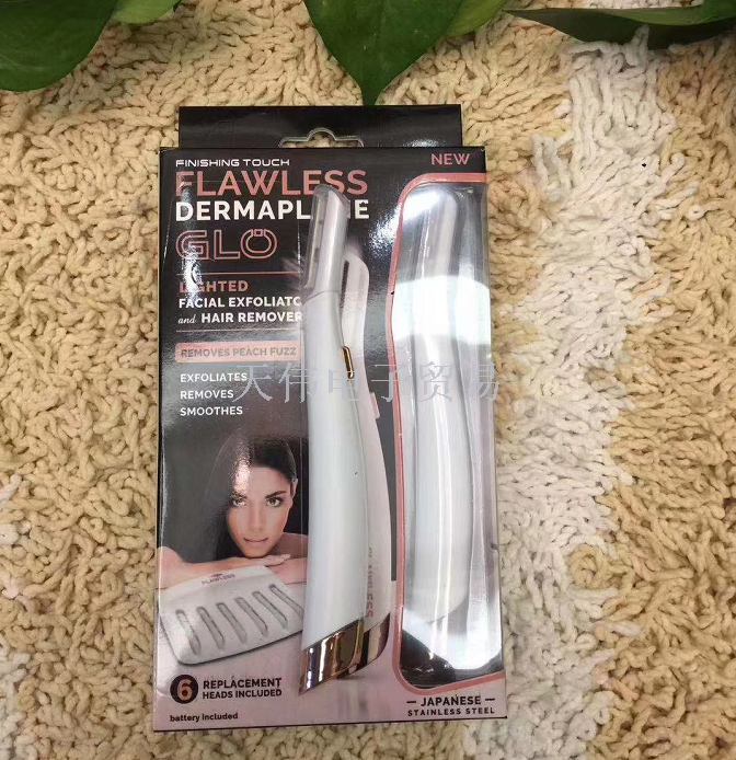 Flawless dermaplane glo 新款女士剃毛器LED修眉刀 LED刮毛器图
