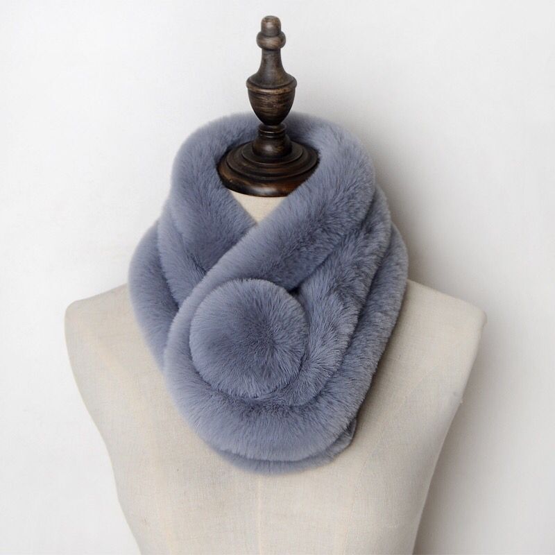 Wooly Scarf Women's Winter Thick Bib Imitation Fur Rabbit Hair Three-Tube Neck Warm Scarf Cover Specification drawing