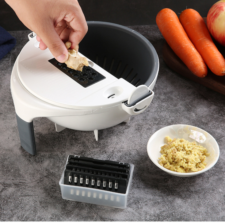 厨房多功能九合一切菜器切丝切片器沥水篮洗菜篮刨丝器切菜神器