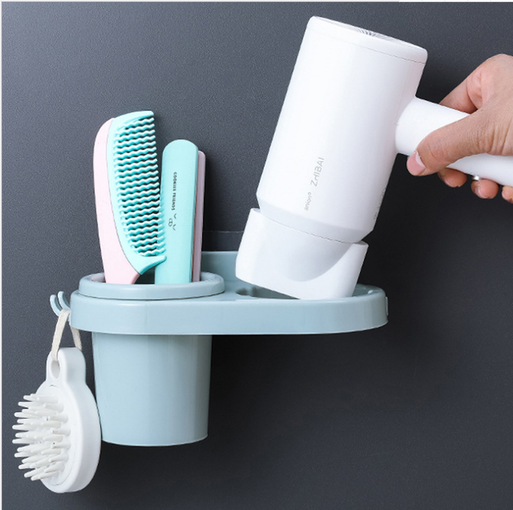 Bathroom hair dryer rack, wall-mounted air duct rack without drilling, bathroom corner rack, storage rack, comb storage rack