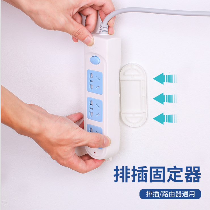 Wall mount with strip retainer storage seamless strip no punch plug board socket wall mount