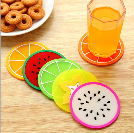 Colorful jelly-colored fruit-shaped coasters, silicone coasters, creative anti-slip and heat-insulating coasters, teacup MATS details Picture
