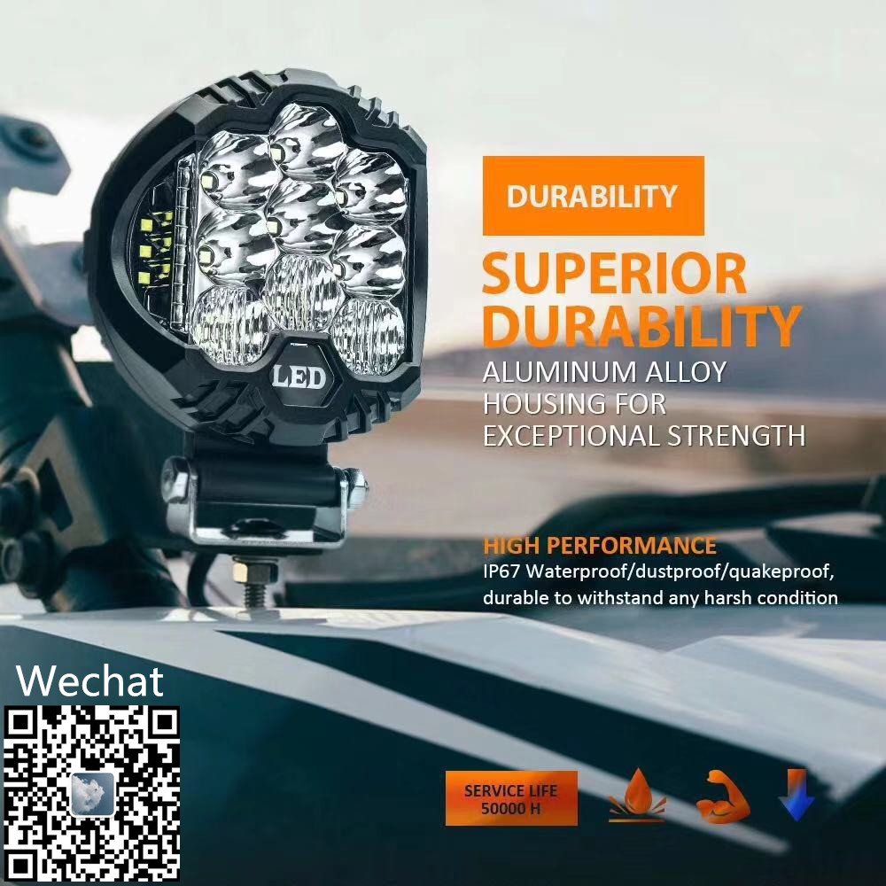 Ultra-bright LED lights for auto modification accessories, A-pillar spotlights for off-road vehicles, 60W white headlights for Toyota Tundron, 4 inches full figure