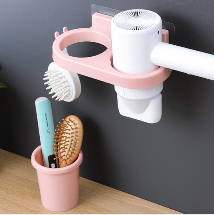 Bathroom hair dryer rack, wall-mounted air duct rack without drilling, bathroom corner rack, storage rack, comb storage rack Application Scenario