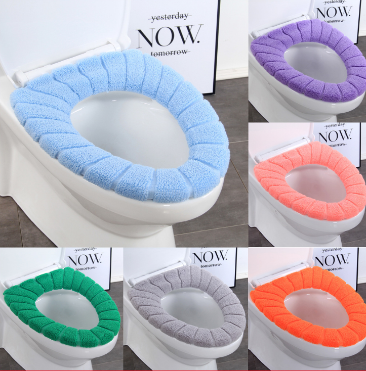 新款针织南瓜纹毛绒马桶垫o型圈马桶坐垫加厚冬季保暖马桶套