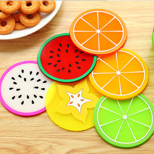 Colorful jelly-colored fruit-shaped coasters, silicone coasters, creative anti-slip and heat-insulating coasters, teacup MATS Specification image