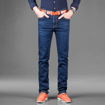 Manufacturers wholesale autumn and winter thick material men's business jeans stretch straight leg jeans pants