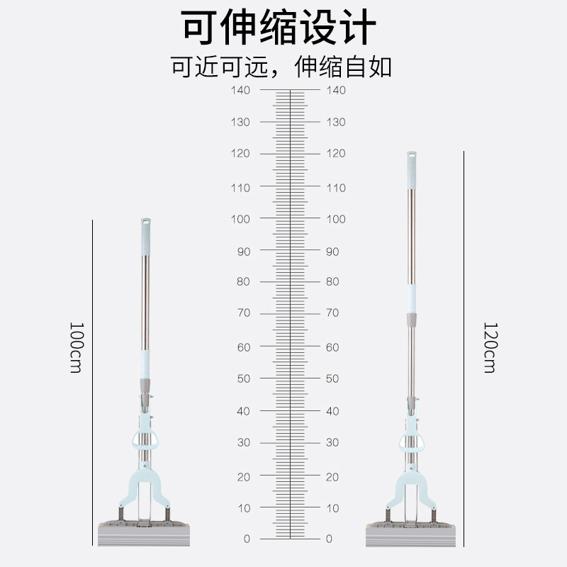Household Stainless Steel Foldable Collodion Mop Clean Hand Wash Absorbent Stretchable Sponge Floor Mop Wholesale details Picture