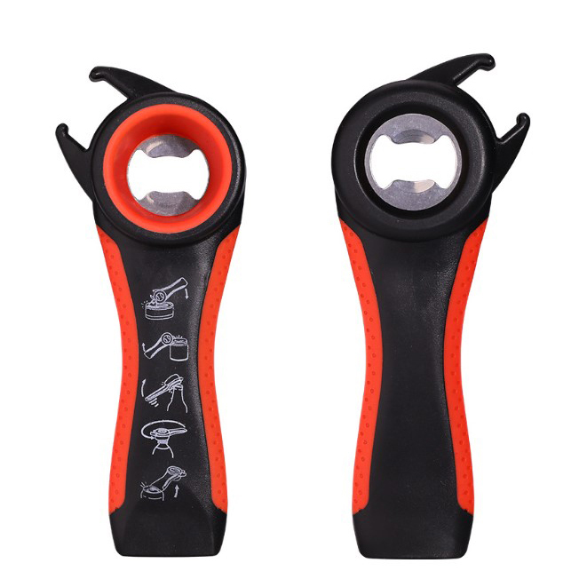 Five-in-one bottle opener, kitchen small tool, multi-functional bottle opener, rubber-edged bottle opener Specification image