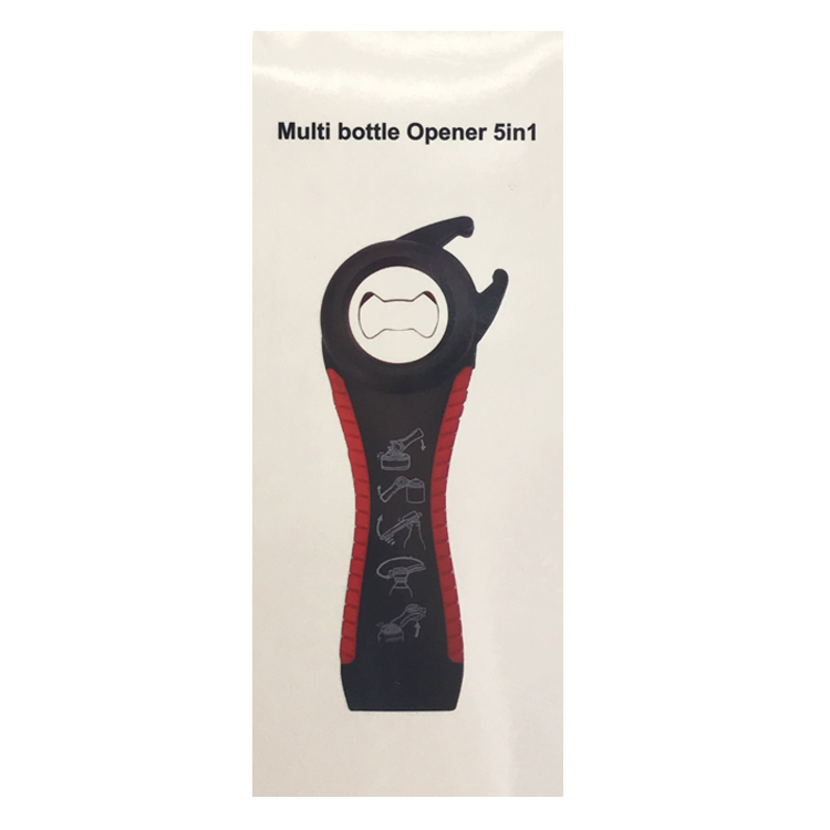 Five-in-one bottle opener, kitchen small tool, multi-functional bottle opener, rubber-edged bottle opener
