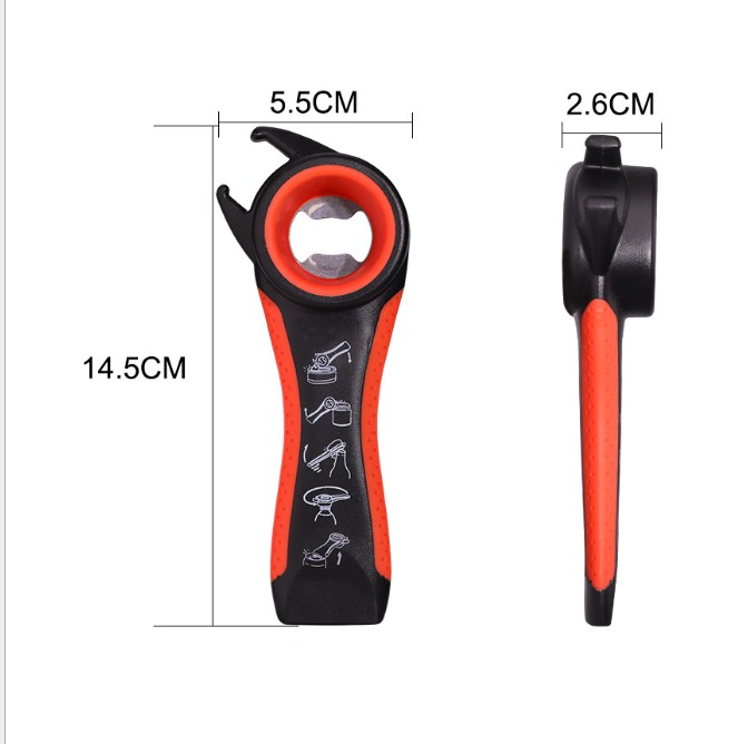 Multi-functional bottle opener, rubber-edged bottle opener, five-in-one bottle opener, kitchen small tools Application Scenario