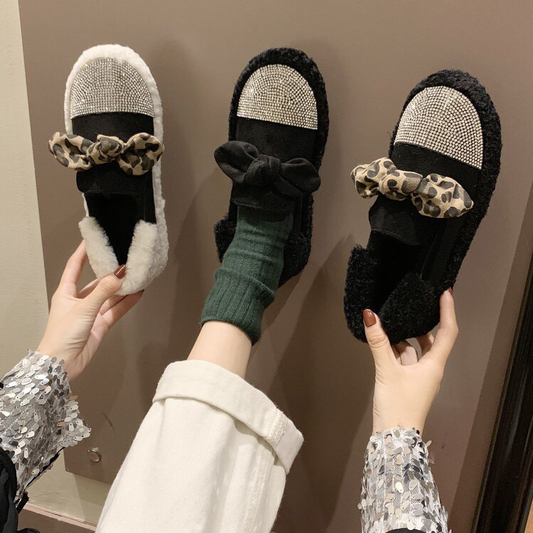 毛毛鞋女鞋鞋子白底实物图