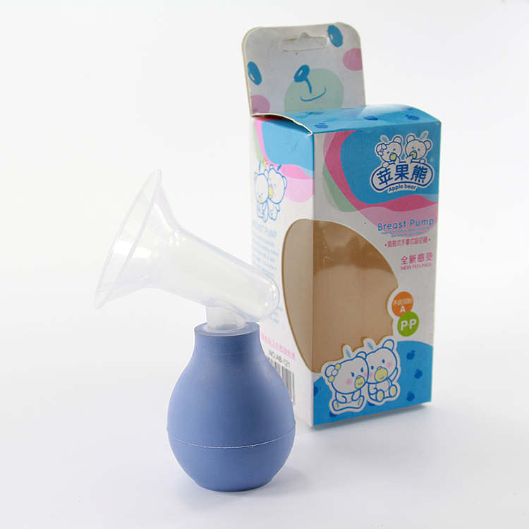 苹果熊厂家直销简易吸奶器 强力吸奶器100%硅胶球手动吸奶器白底实物图