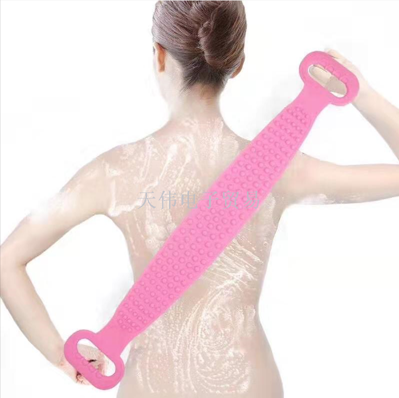 Silicone Bath Scrubbing Towel, Long Strip Bath Scrubbing And Back Scrubbing Towel, Double-Layer Back Lengthening, Powerful Scrubbing Tool