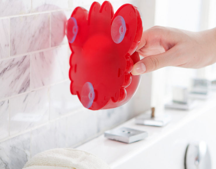 可爱螃蟹强力吸盘壁式牙刷架 创意牙刷牙膏收纳架白底实物图