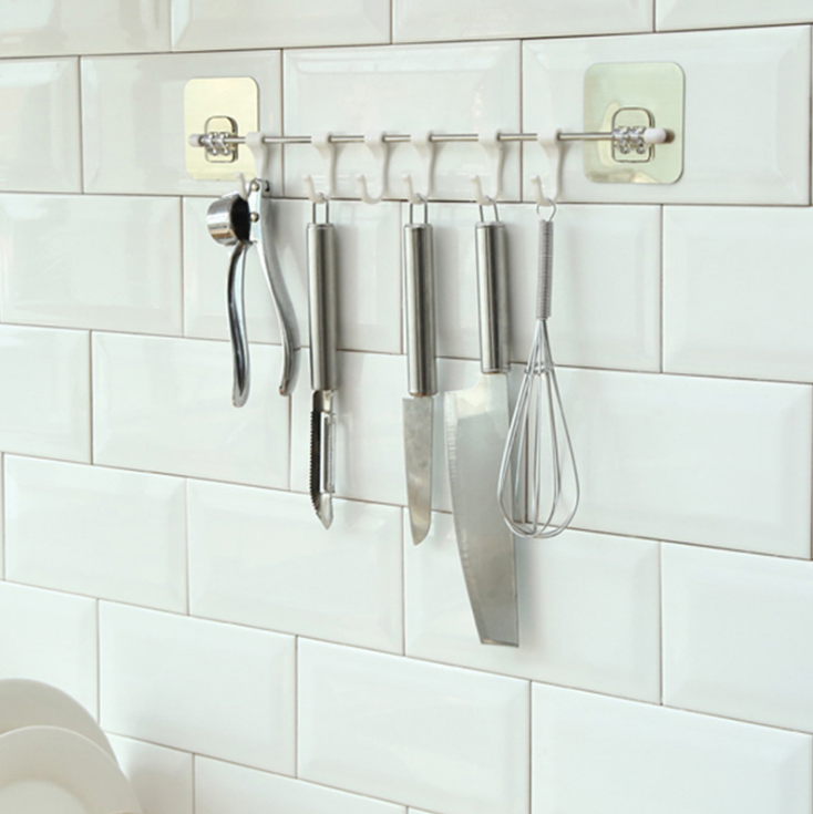 Non-punching strong adhesive coat hooks, clothes hooks, kitchen row hooks, bathroom towel hooks, coat and hat racks details Picture