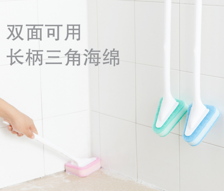 Long handle triangle sponge brush Bathroom floor brush Bathroom tile cleaning brush Toilet brush