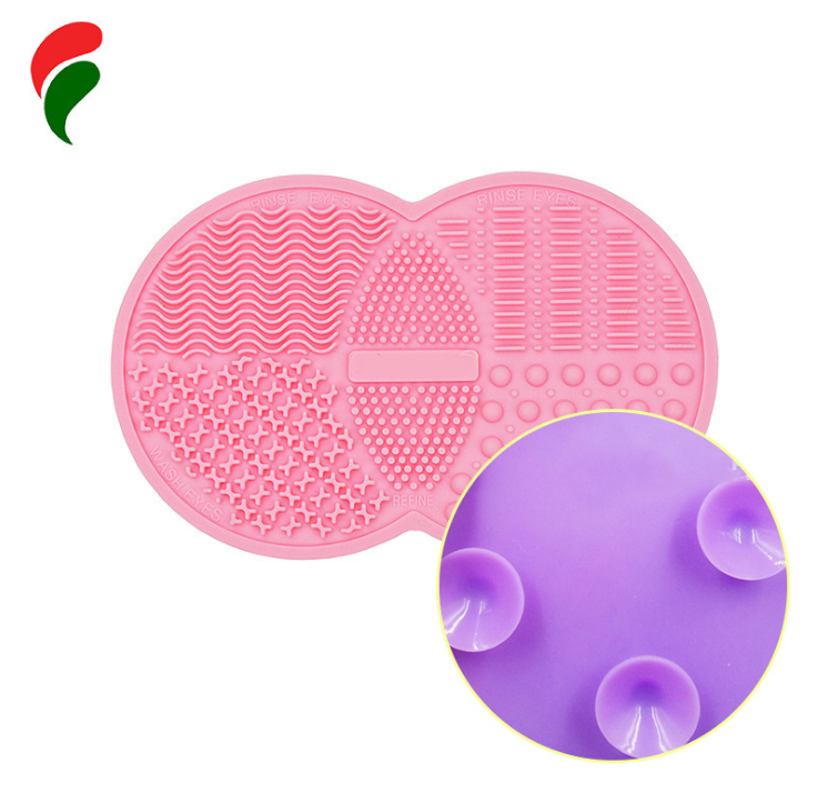 Amazon silicone brush cleaning pad Double round silicone scrub pad beauty tools