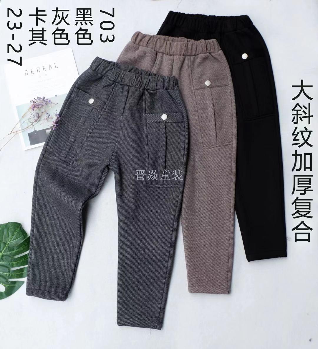 童装2019年新冬款大斜纹布复合一体女童7岁-13岁时尚休闲棉裤产品图
