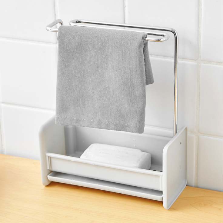 Multi-functional stainless steel sink, draining rack, countertop, rag hanging rack, sponge cleaning ball storage rack, pool storage rack details Picture