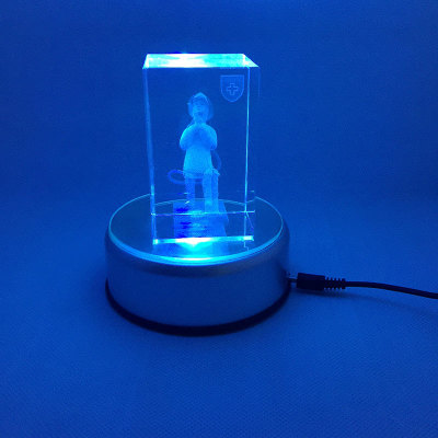 LED mute 90 Rotating colorful lamp holder handicraft 3D carved inside crystal carved base