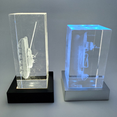 LED crystal base colorful white light square lamp holder Of Buddha Guan Gong 3D carved laser decoration
