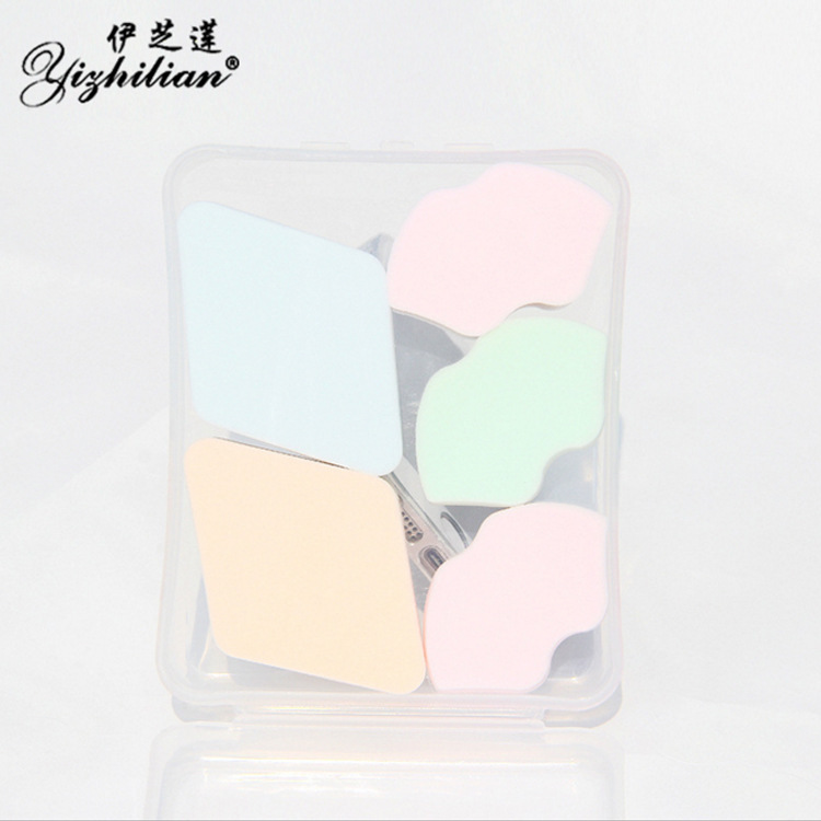 Box set of sponge powder puff, diamond-shaped dry and wet dual-purpose sponge foundation, makeup cotton, makeup powder puff tools, beauty eggs, 5 pieces details Picture