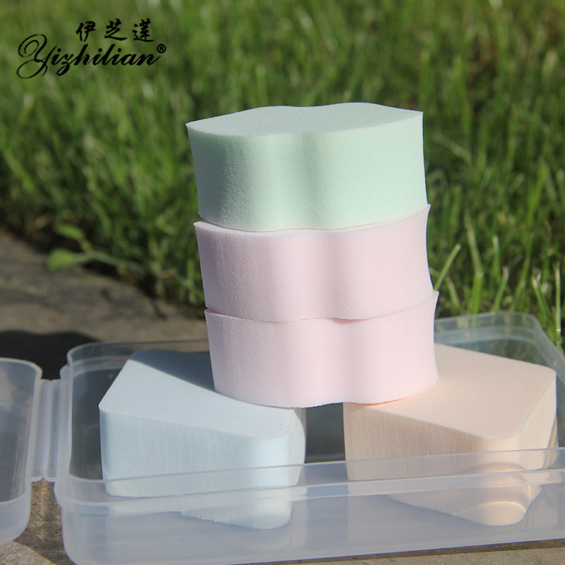 Box set of sponge powder puff, diamond-shaped dry and wet dual-purpose sponge foundation, makeup cotton, makeup powder puff tools, beauty eggs, 5 pieces Specification image