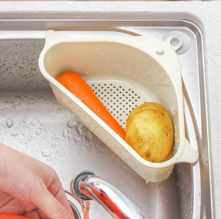 湿垃圾沥水篮厨余厨房吸盘水槽垃圾架三角海绵置物架过滤筐收纳篮产品图