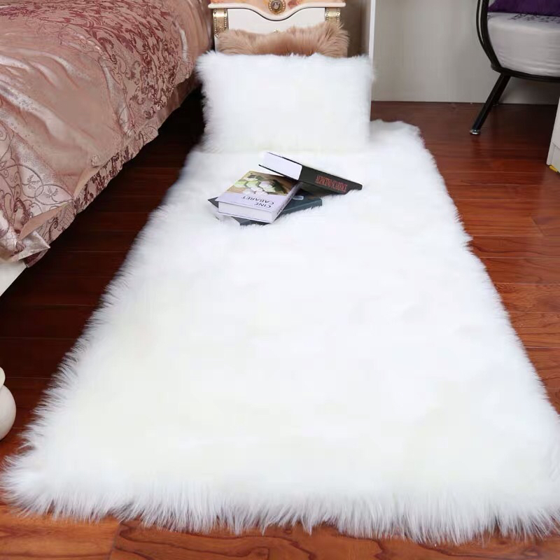 新款仿羊毛家居地毯沙发坐垫简约北欧风格装饰白底实物图