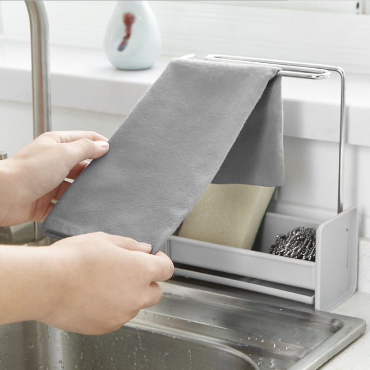 Multi-functional stainless steel sink, draining rack, countertop, rag hanging rack, sponge cleaning ball storage rack, pool storage rack Specification image