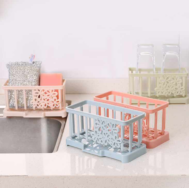 塑料沥水架台面清洁抹布架 厨房用品海绵收纳置物架收纳架细节图