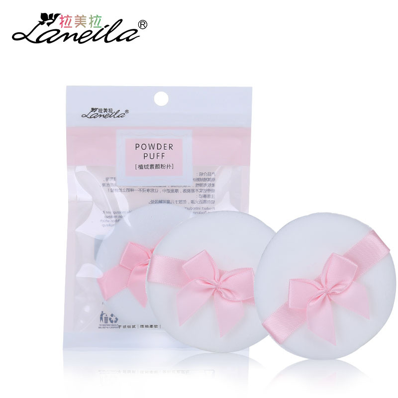 Latin American Flocking Powder Puff Round Bow White Powder Puff Setting Multi-Purpose Blush Powder Puff A80018 Application Scenario
