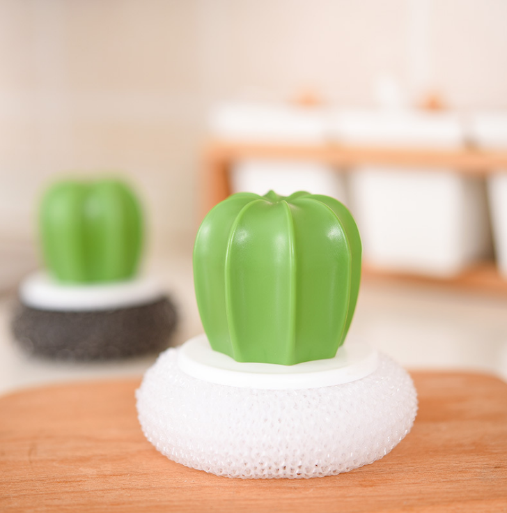 创意北欧风仙人球洗锅刷 家用带手柄钢丝球清洁刷不伤手PET去污刷