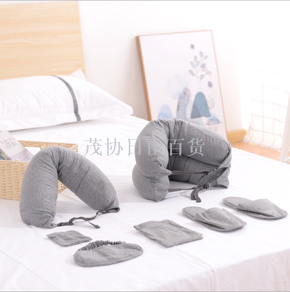 Aviation three-piece set, Indian cotton Japanese-style pillow, U-shaped pillow three-piece set, home and travel neck protection pillowcase