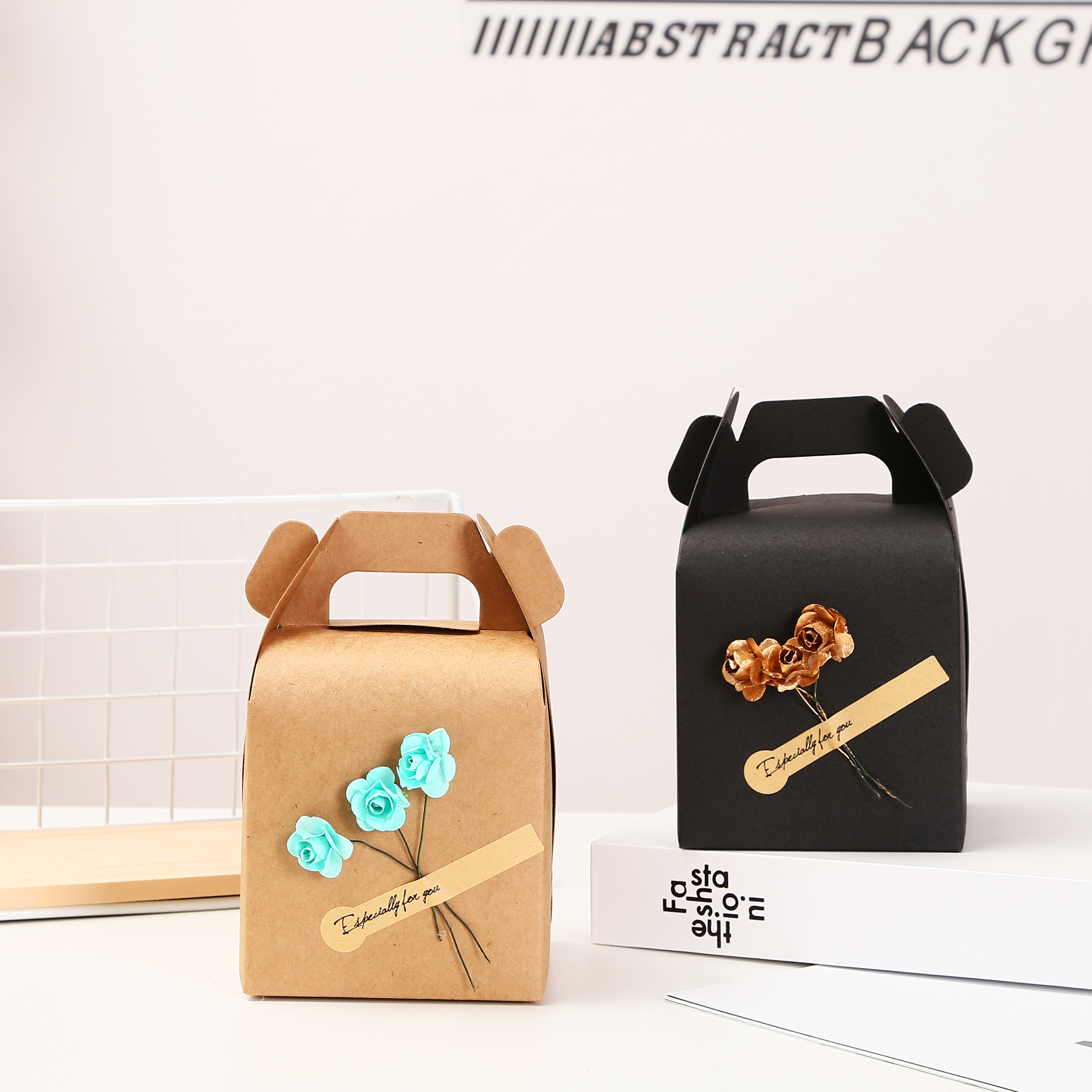 New Creative Simple Kraft Paper Diy Stickers Christmas Flower Apple Gift Box Christmas Eve Apple Box Gift Box Item Picture