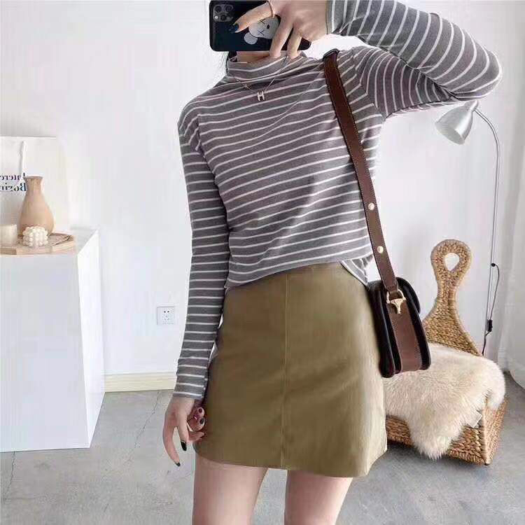 Stripe cationic base coat thickened double-sided velvet stripe new autumn and winter new semi - high collar warm base coat details Picture